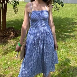 Checkered Gingham MIDI Blue & White Sun Dress